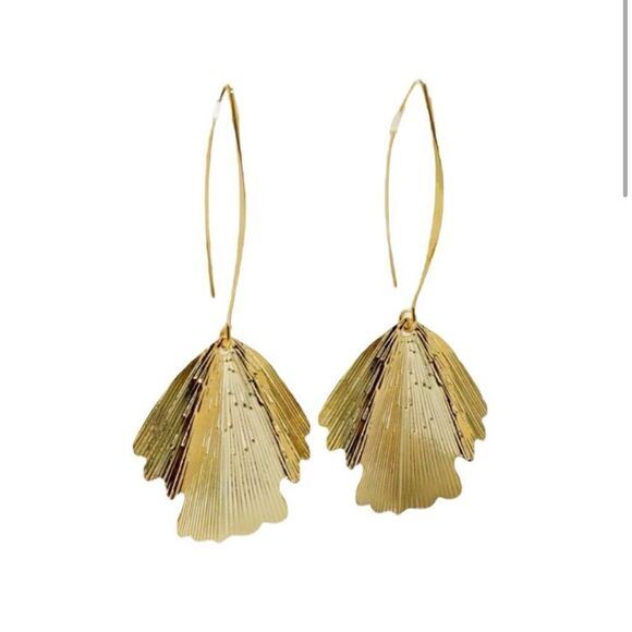 Gold leaf drop earrings #558 - Picture 1 of 6